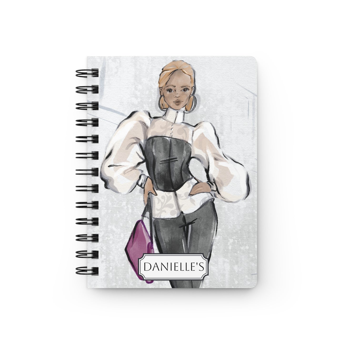 Keepsake Couture Personalizable Fashion Illustrated Spiral Bound Notebook Journal