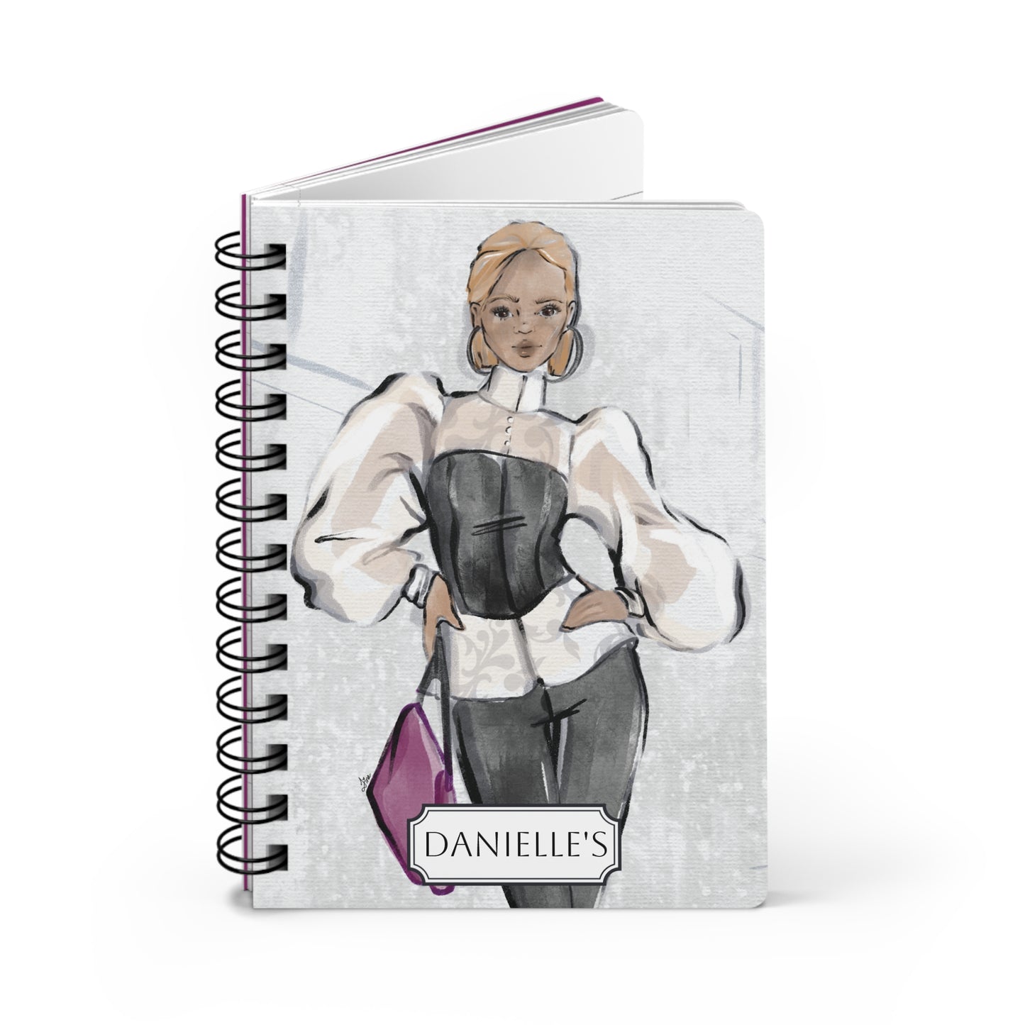 Keepsake Couture Personalizable Fashion Illustrated Spiral Bound Notebook Journal