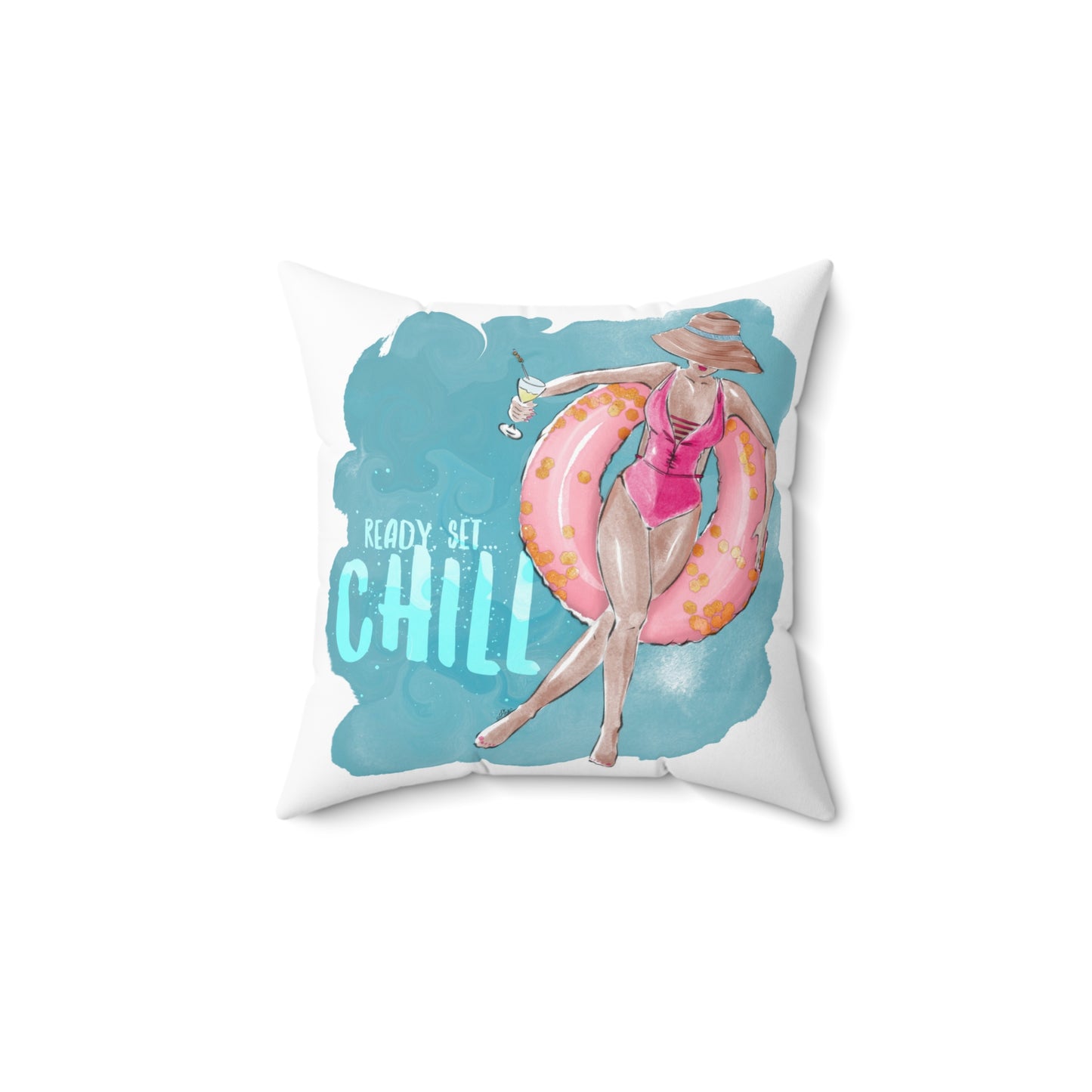 Keepsake Couture Cocktail Hour Fashion Illustration Square Pillow