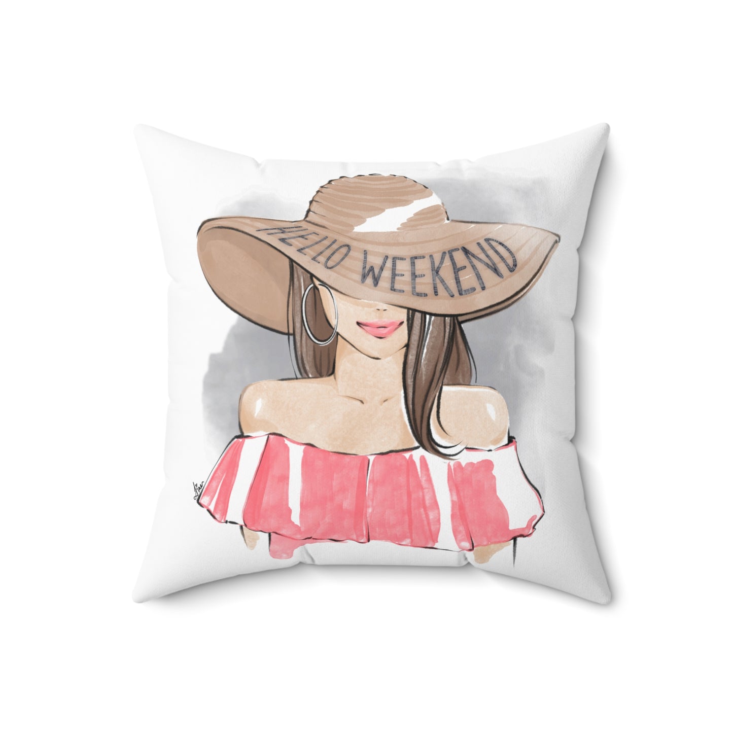 Keepsake Couture Relax Weekend Fashion Illustrated Square Pillow