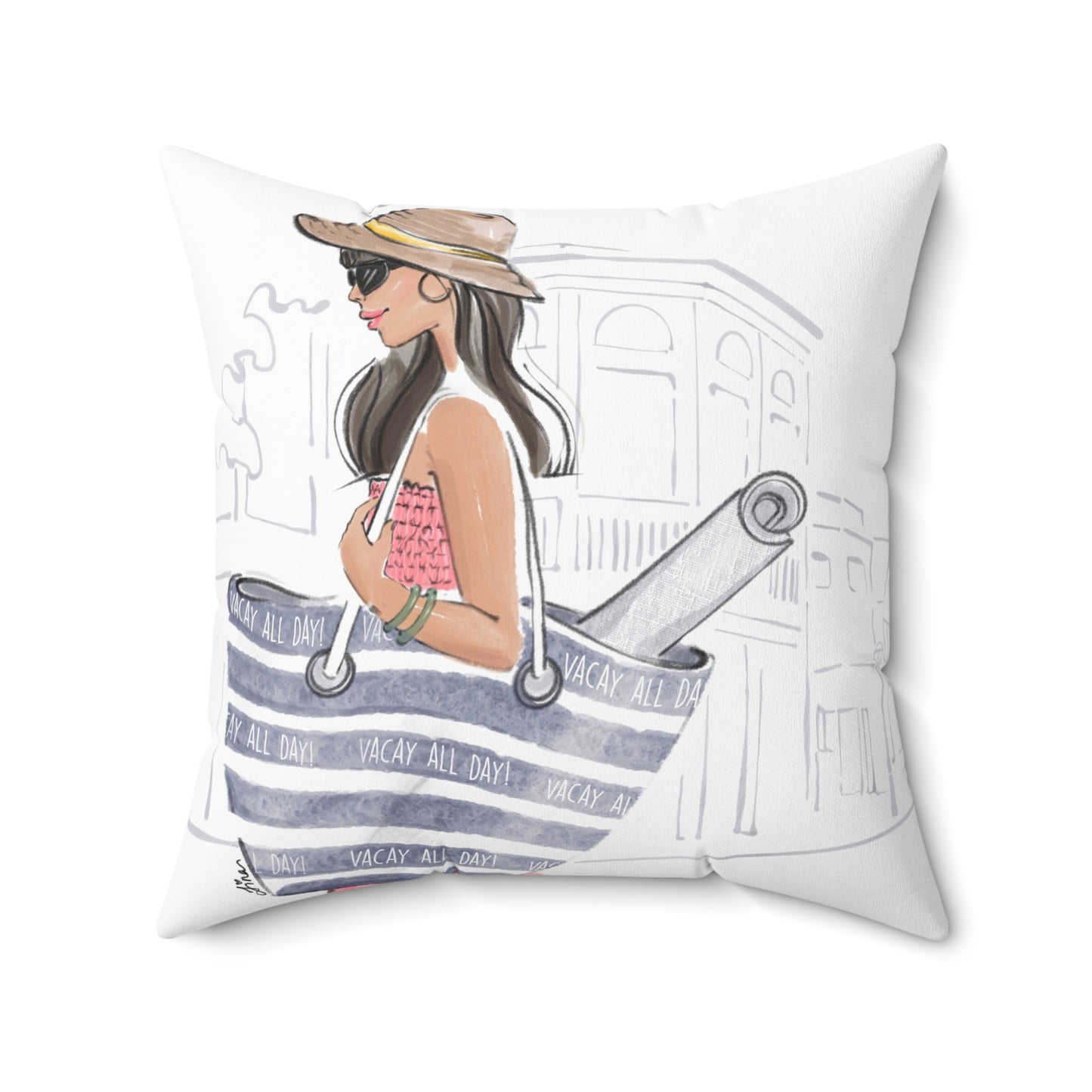 Keepsake Couture Inspirational Journey Fashion Illustrated Square Pillow
