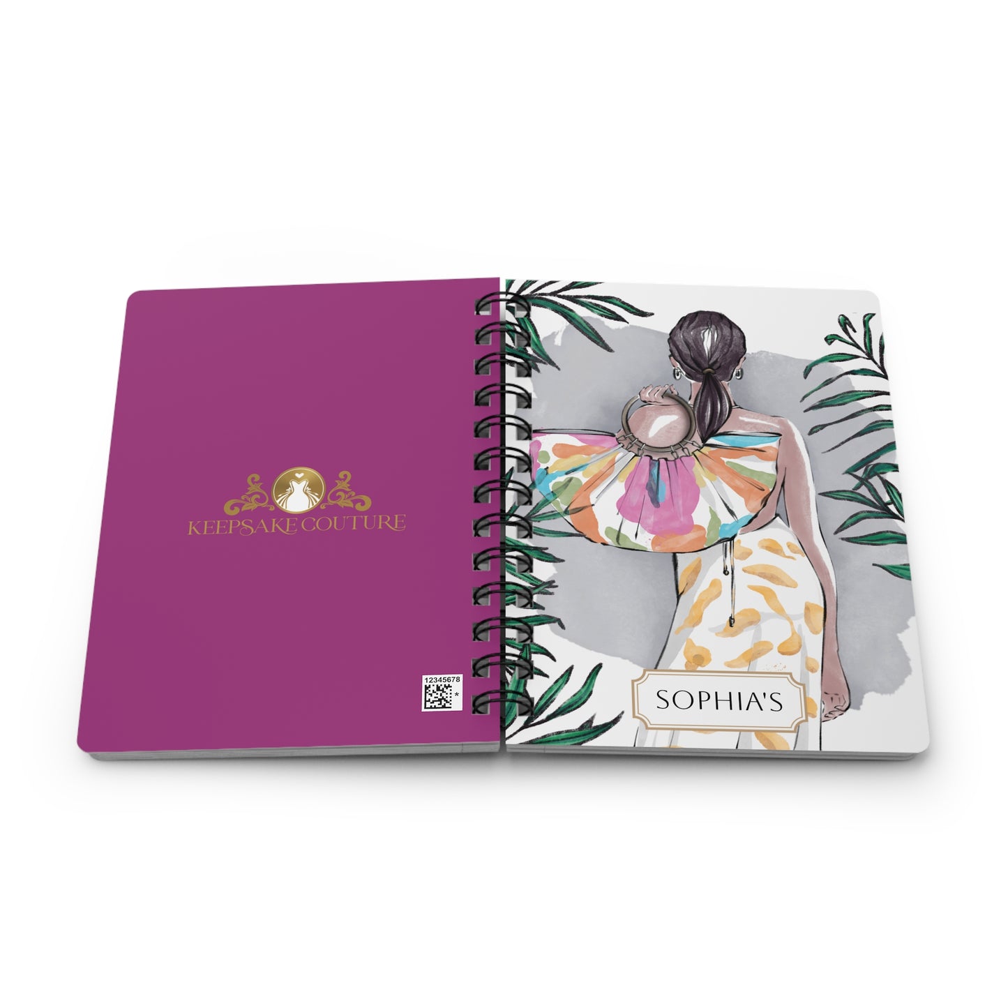 Keepsake Couture Personalizable Fashion Illustrated Spiral Bound Notebook Journal