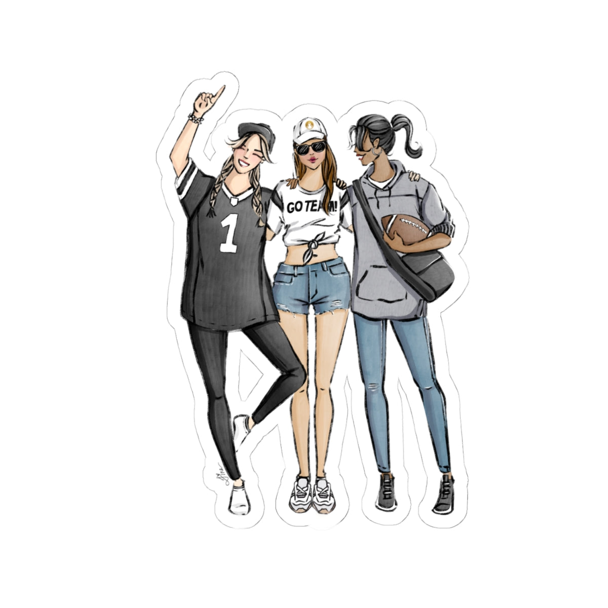 Keepsake Couture Fashion Illustrated Game Day Kiss-Cut Stickers - BLACK TEAMS