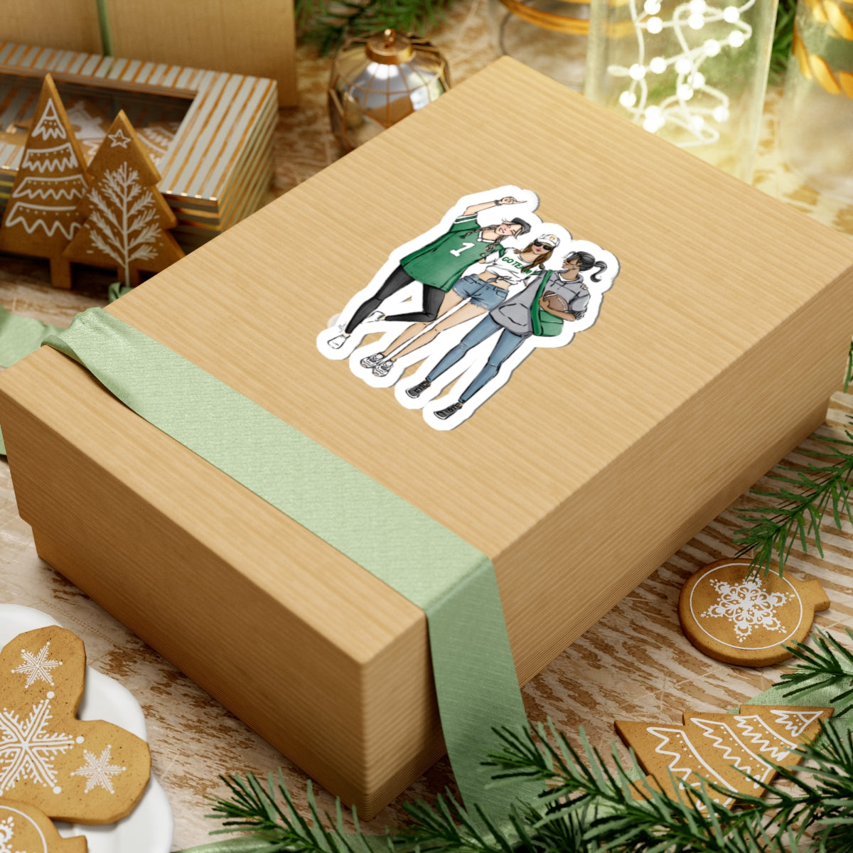Keepsake Couture Fashion Illustrated Game Day Kiss-Cut Stickers - GREEN TEAMS