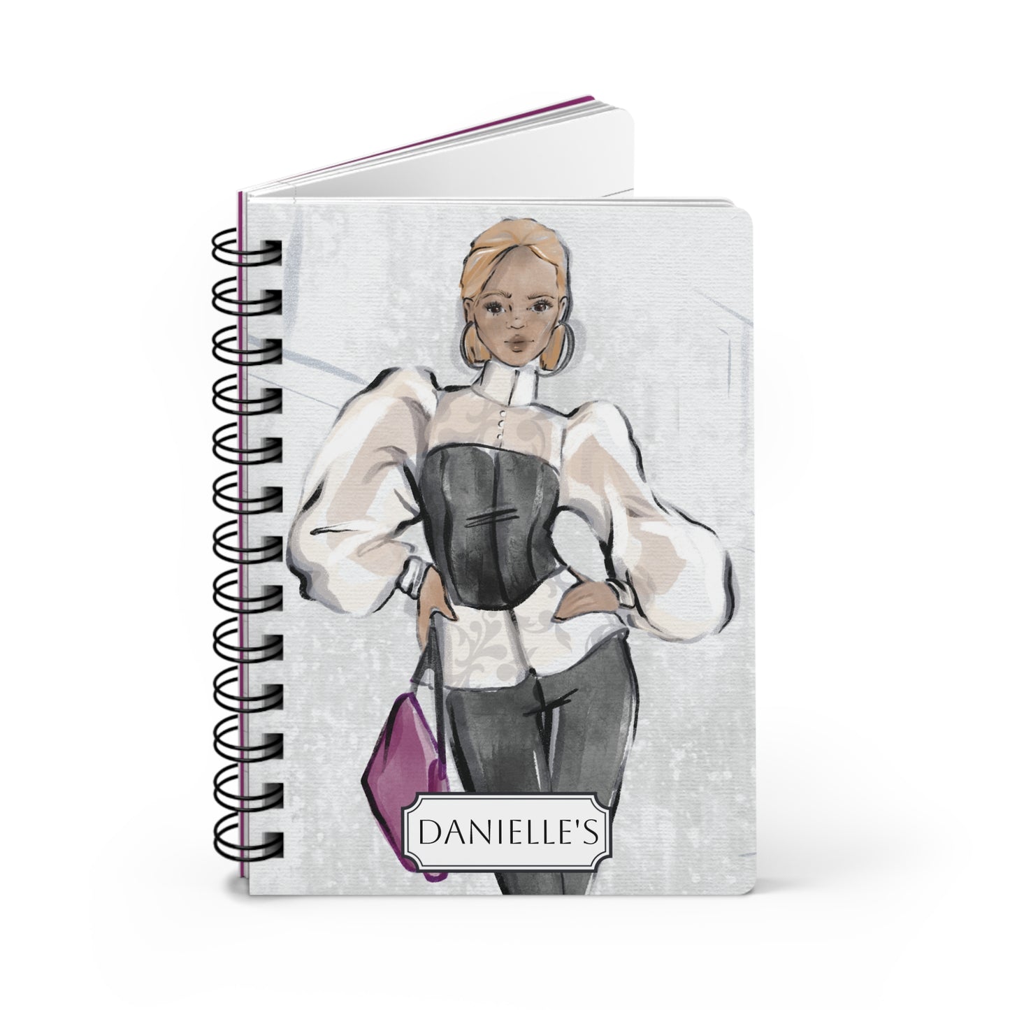 Keepsake Couture Personalizable Fashion Illustrated Spiral Bound Notebook Journal