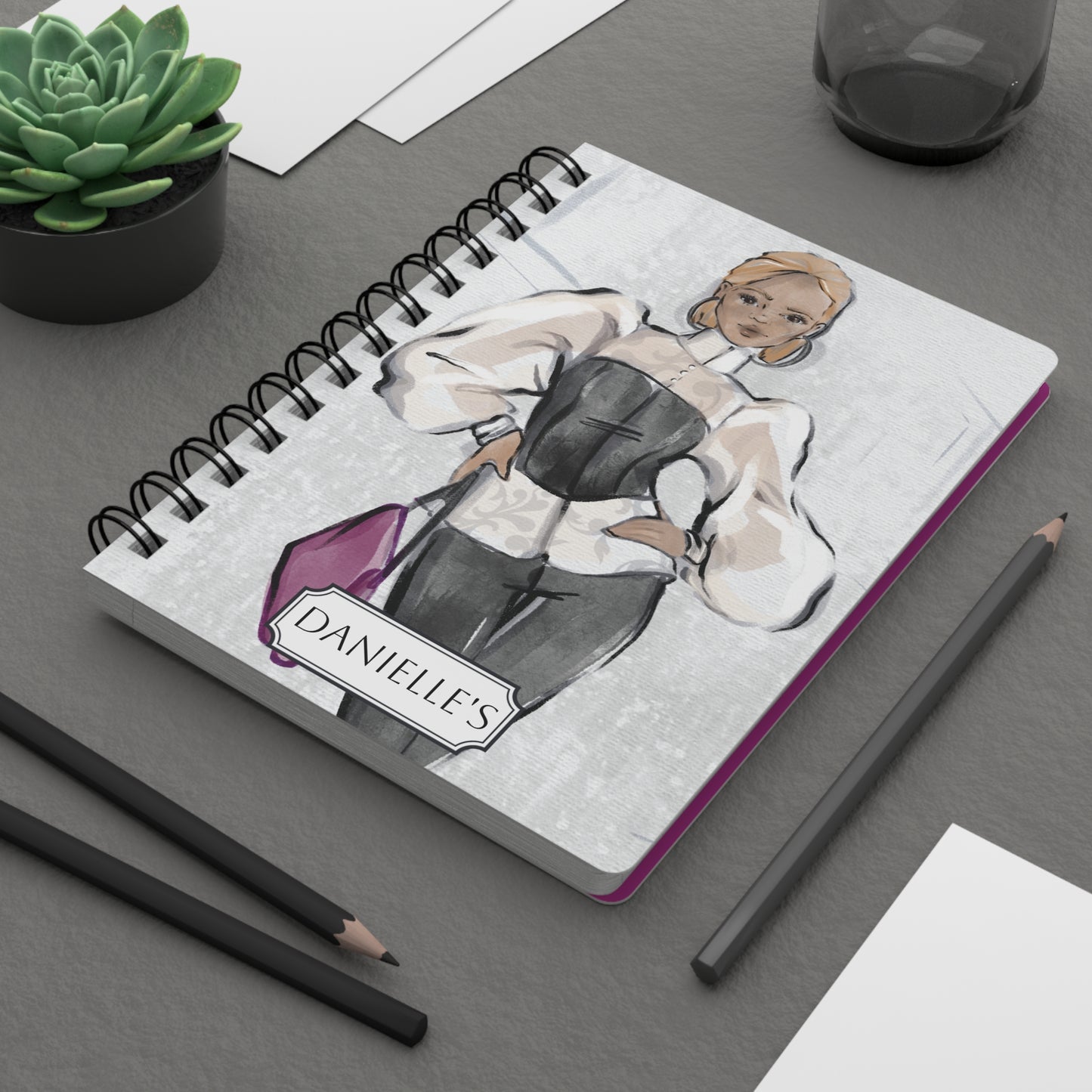 Keepsake Couture Personalizable Fashion Illustrated Spiral Bound Notebook Journal