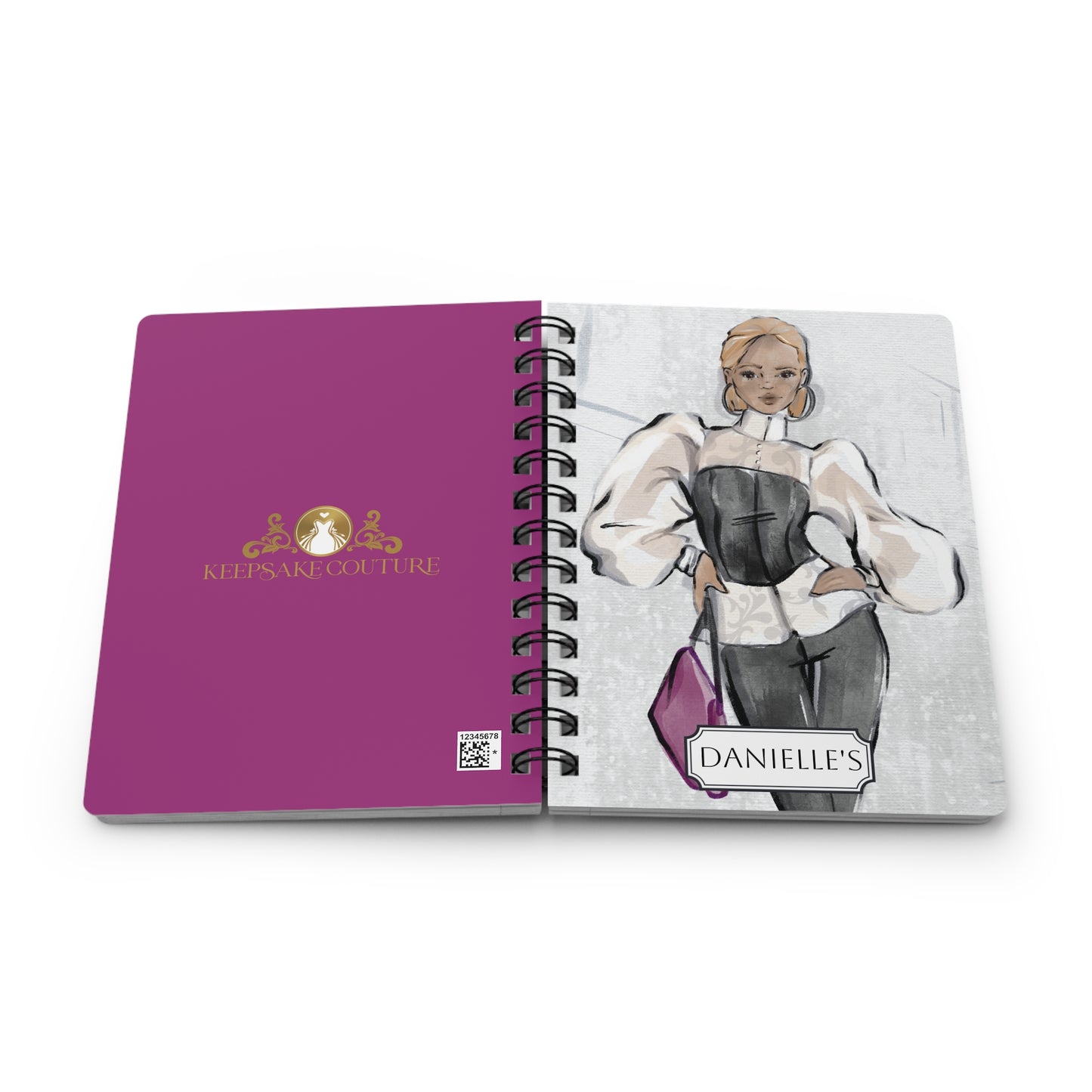 Keepsake Couture Personalizable Fashion Illustrated Spiral Bound Notebook Journal