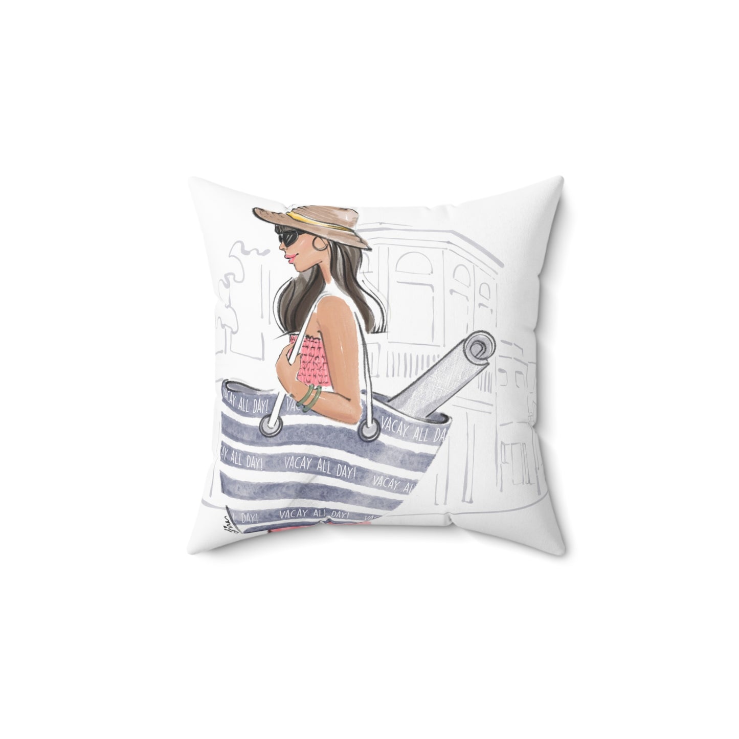 Keepsake Couture Inspirational Journey Fashion Illustrated Square Pillow