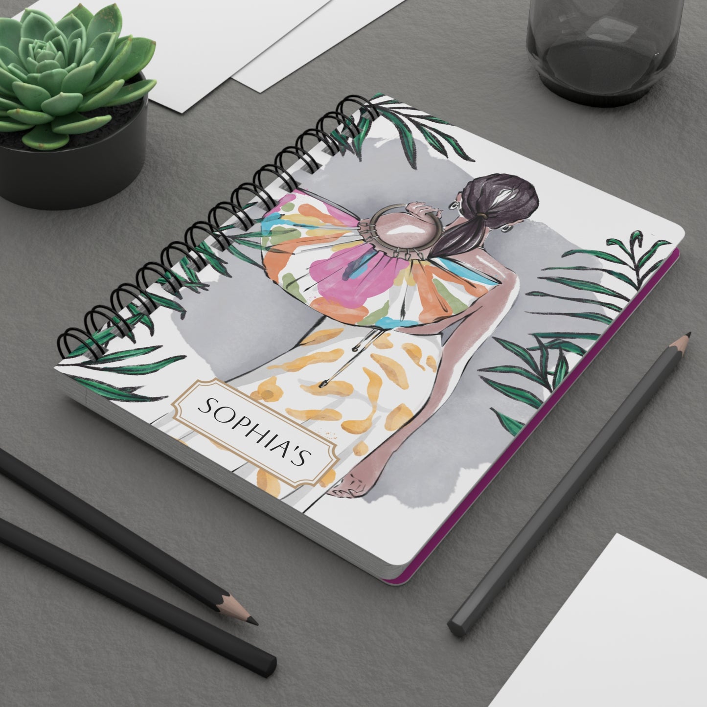 Keepsake Couture Personalizable Fashion Illustrated Spiral Bound Notebook Journal