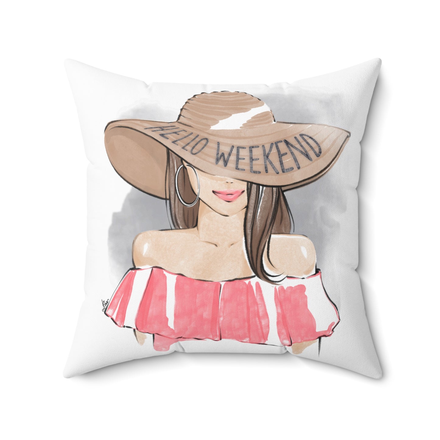 Keepsake Couture Relax Weekend Fashion Illustrated Square Pillow