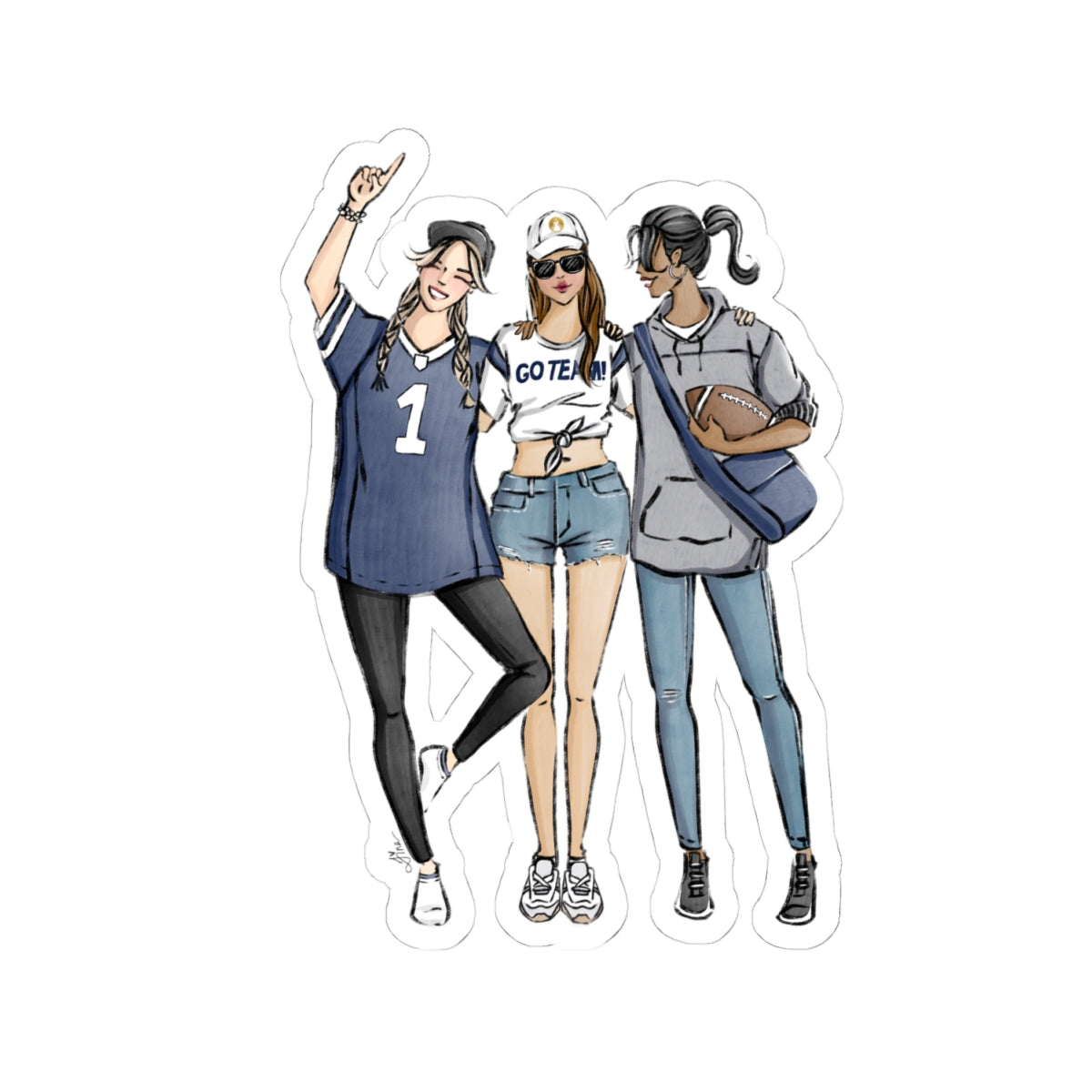 Keepsake Couture Fashion Illustrated Game Day Kiss-Cut Stickers - NAVY TEAMS
