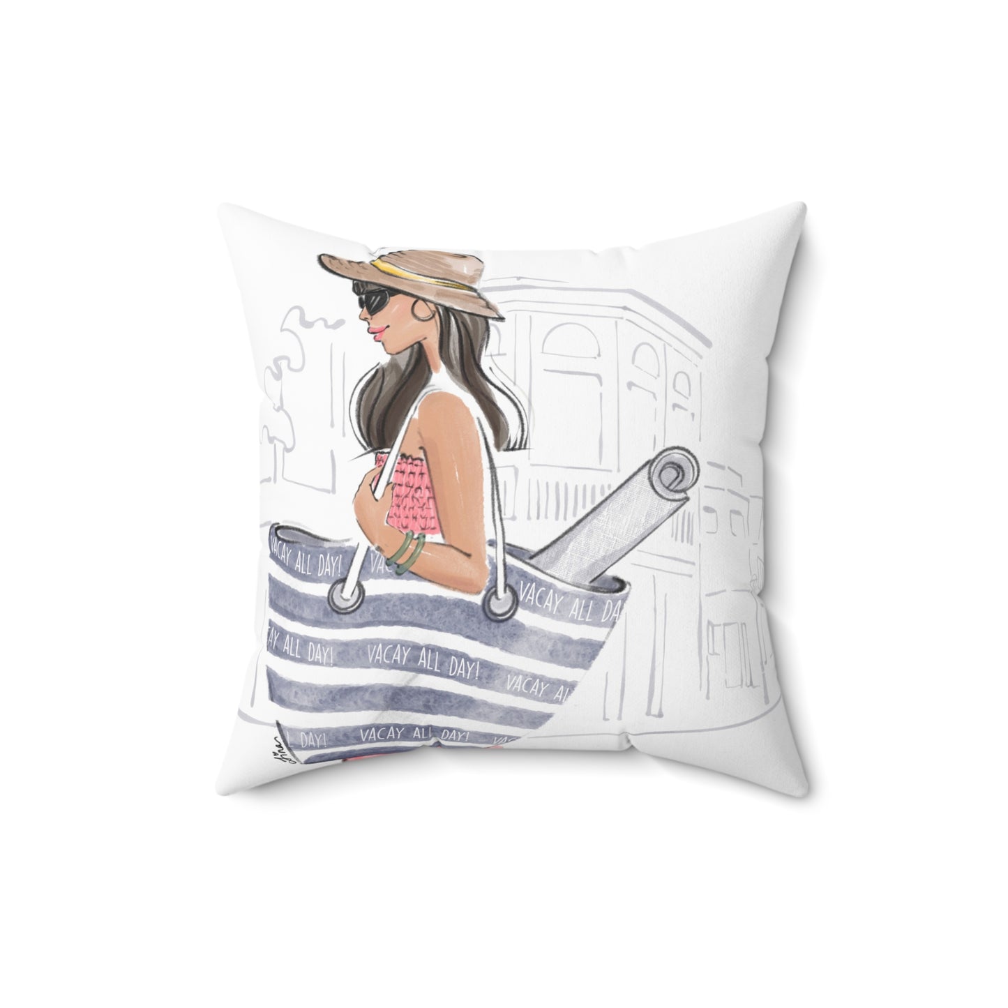 Keepsake Couture Inspirational Journey Fashion Illustrated Square Pillow