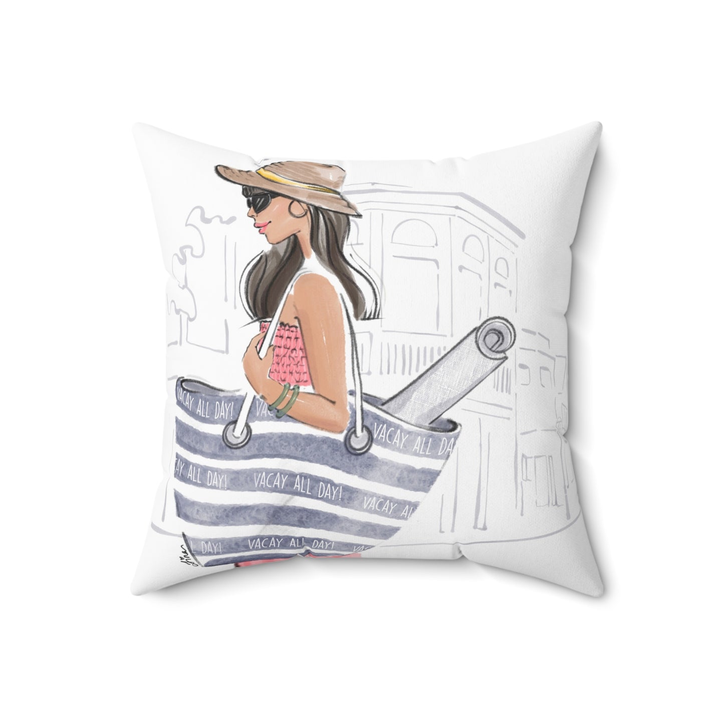 Keepsake Couture Inspirational Journey Fashion Illustrated Square Pillow
