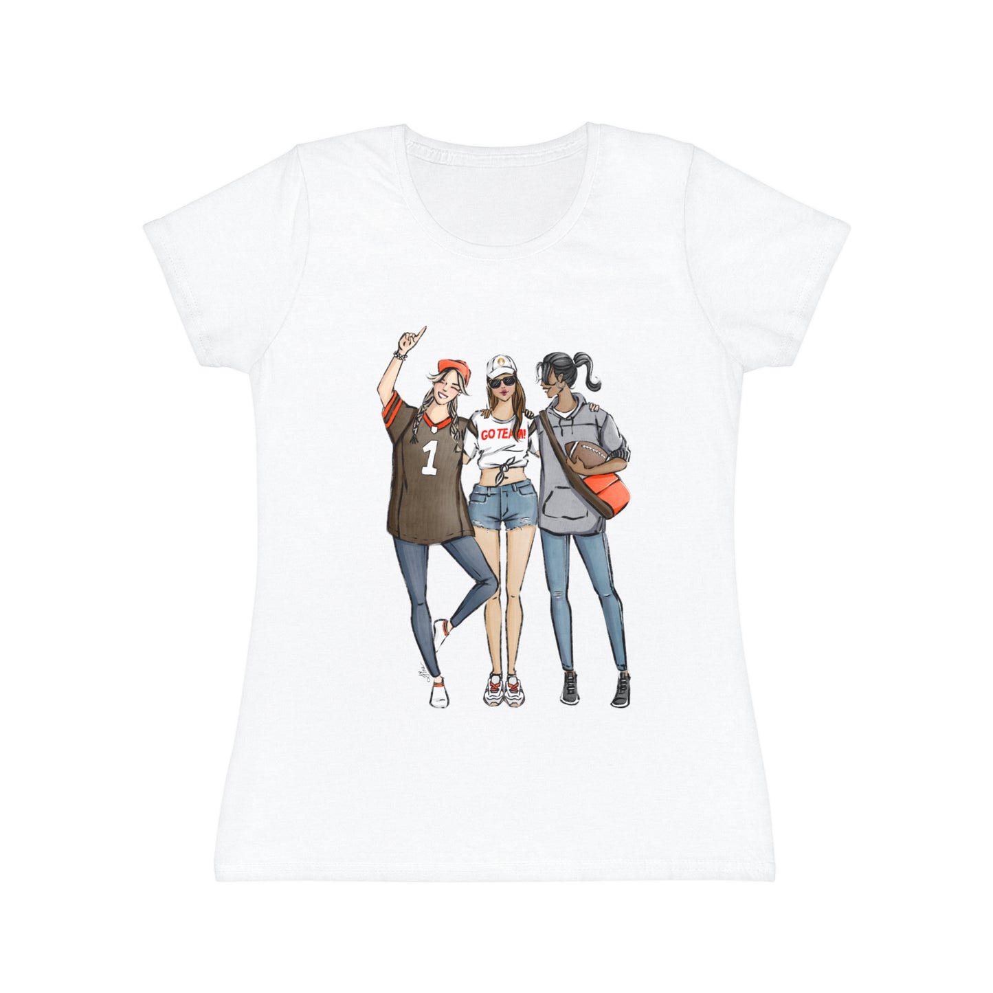 Keepsake Couture Fashion Illustrated Game Day T-Shirt - BROWN & ORANGE TEAMS