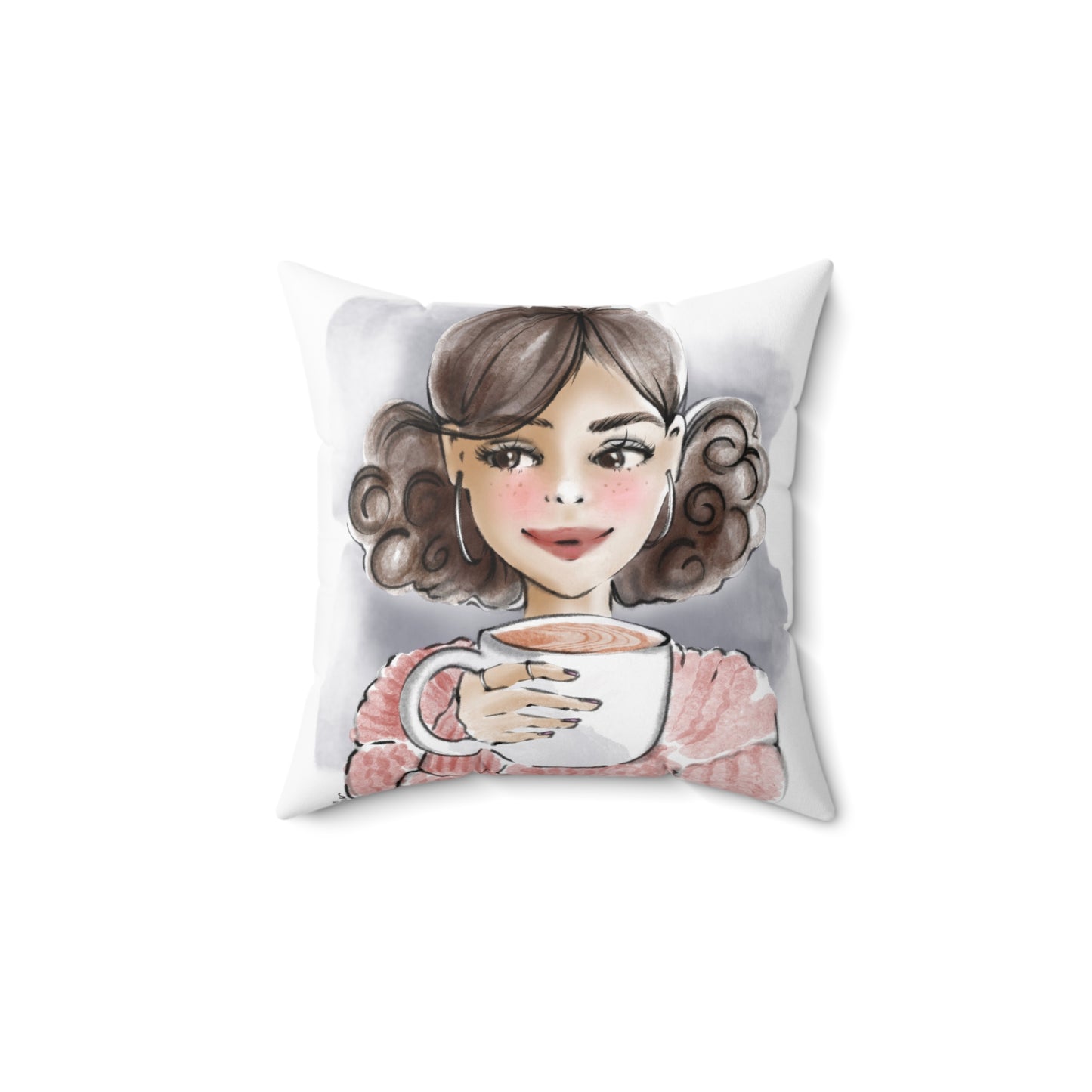 Keepsake Couture Coffee Lover Inspirational Fashion Illustrated Square Pillow