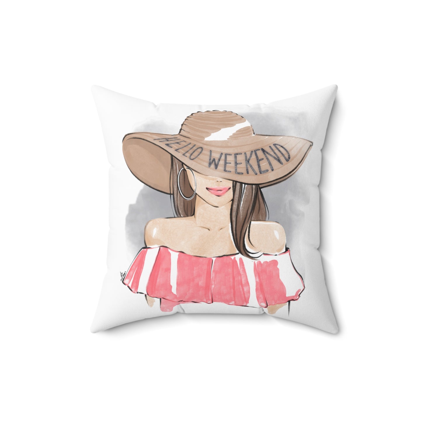Keepsake Couture Relax Weekend Fashion Illustrated Square Pillow