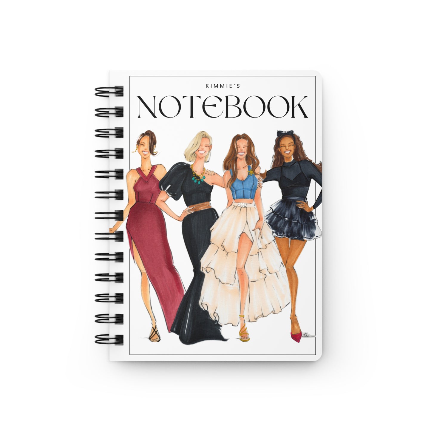 Keepsake Couture Personalized Fashion Illustrated Spiral Bound Notebook Journal