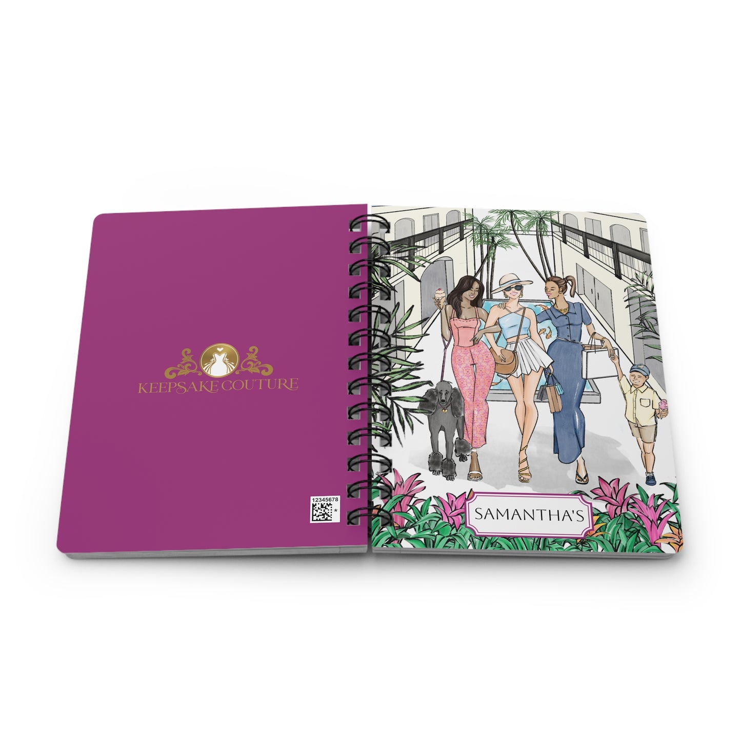 Keepsake Couture Personalizable Fashion Illustrated Spiral Bound Notebook Journal
