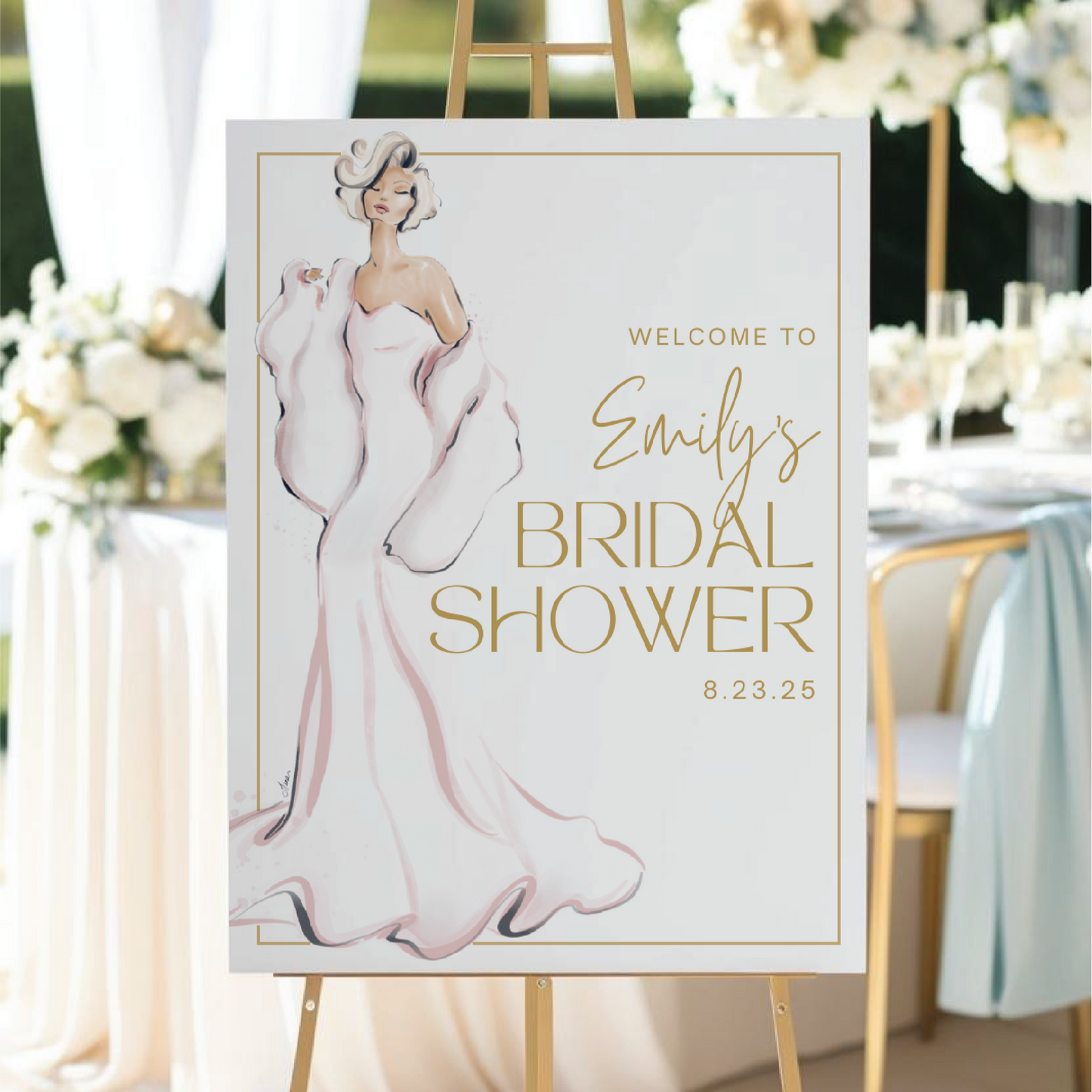 Keepsake Couture Semi-Custom Fashion Illustrated Bridal Shower Welcome Sign