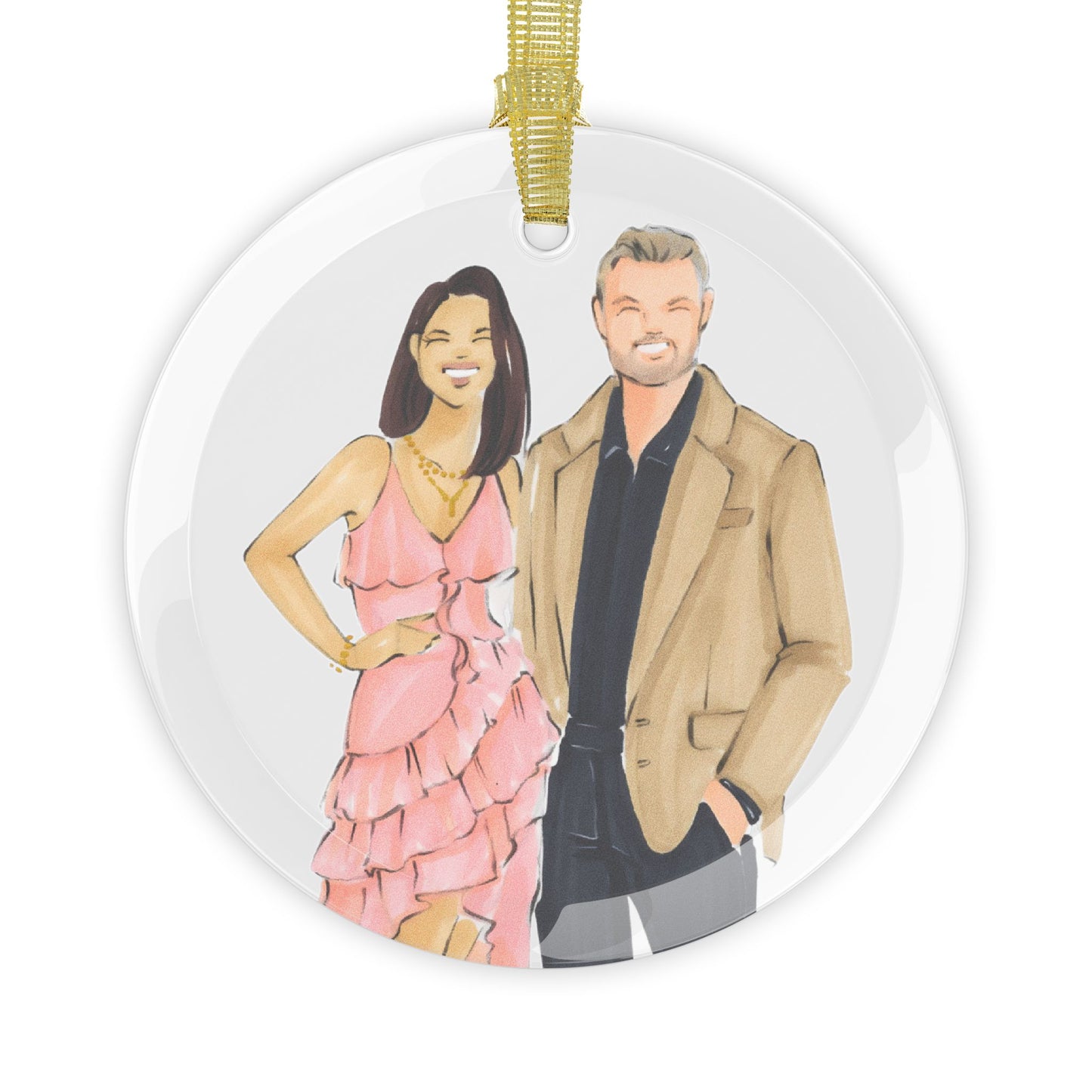 Custom Fashion Illustrated Glass Ornament