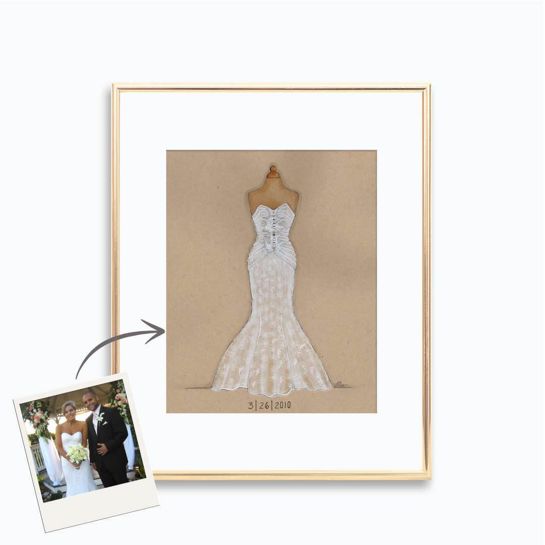 Keepsake Couture Custom Wedding Gown Dress Form Fashion Illustration