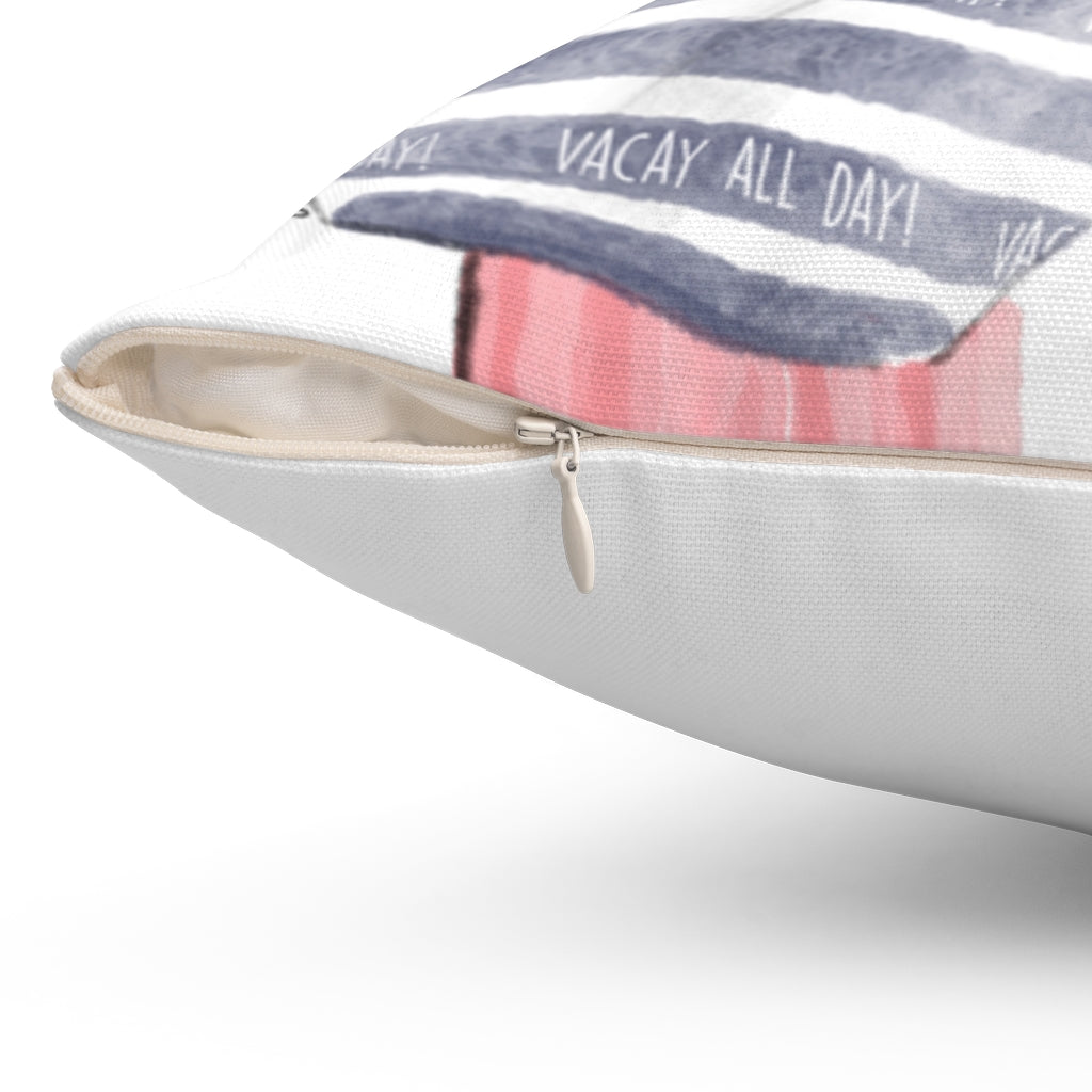 Vacay All Day Fashion Illustrated Pillow
