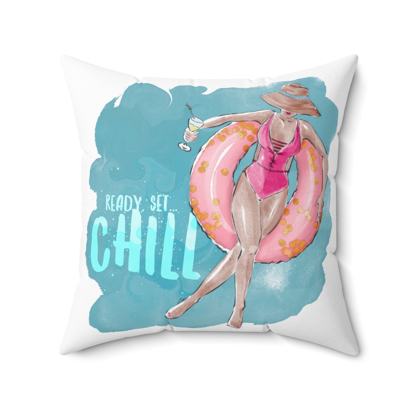 Keepsake Couture Cocktail Hour Fashion Illustration Square Pillow