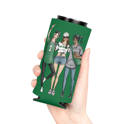 Keepsake Couture Fashion Illustrated Game Day Slim Can Cooler - GREEN TEAMS