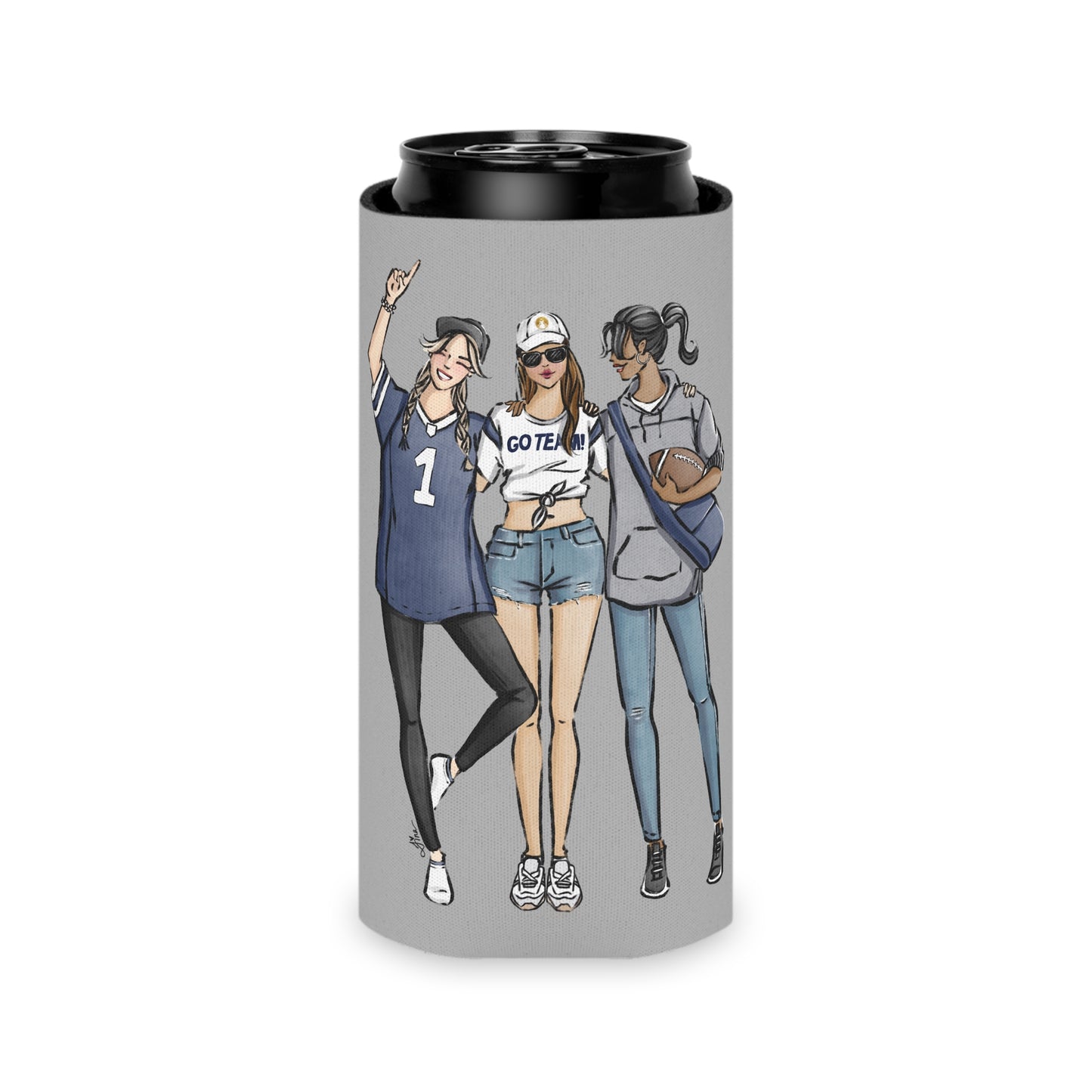 Keepsake Couture Fashion Illustrated Game Day Slim Can Cooler - NAVY TEAMS