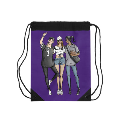 Keepsake Couture Fashion Illustrated Game Day Drawstring Bag - PURPLE TEAMS