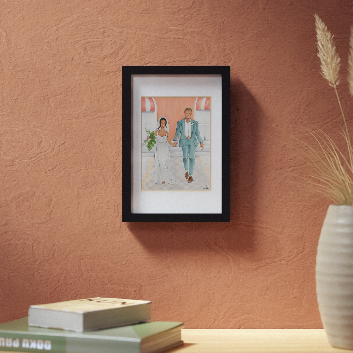 Megan & Nick Framed Wedding Illustration