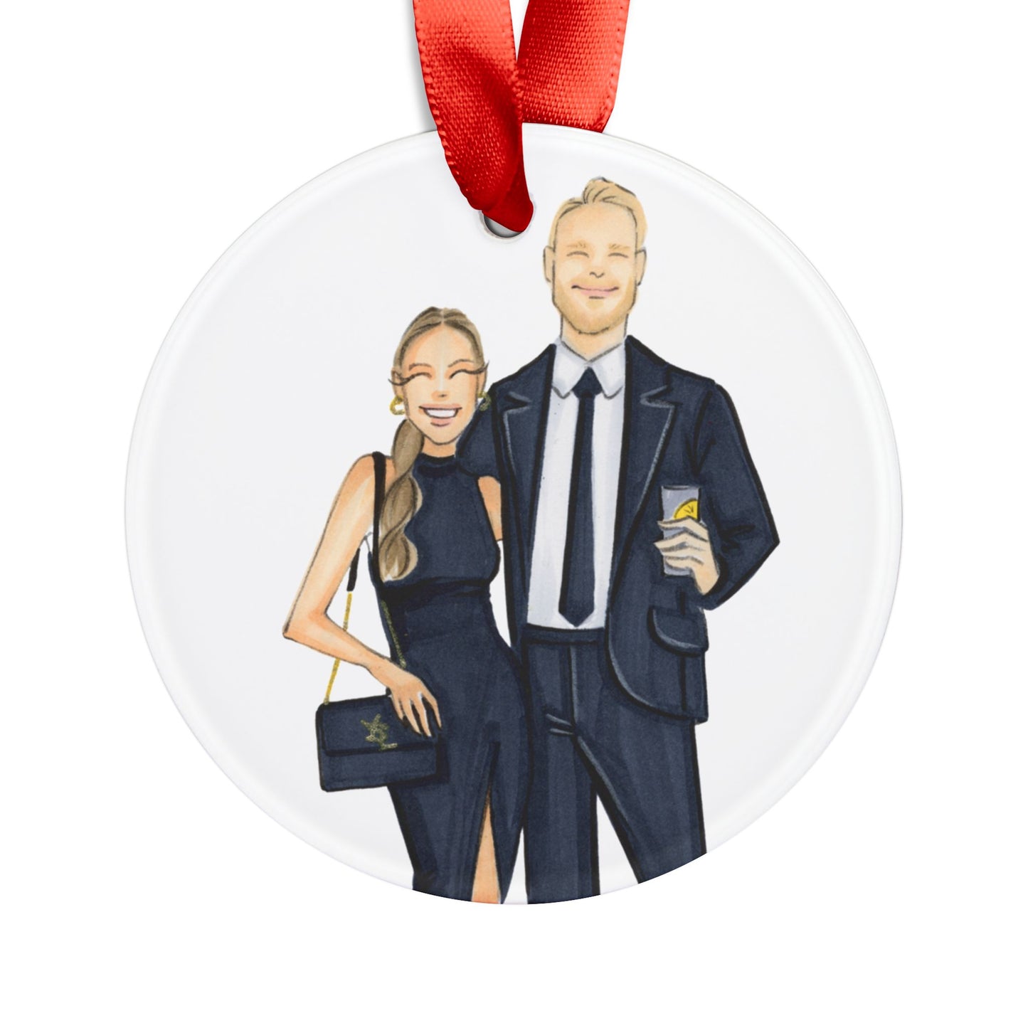 Custom Fashion Illustration Acrylic Ornament Personalized with Name & Date