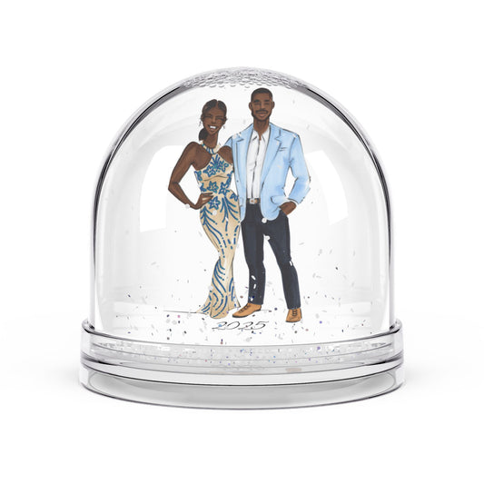 Custom Fashion Illustrated Couple Snow Globe Personalized Keepsake Gift