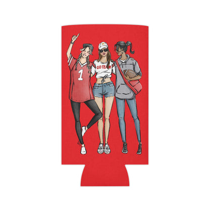 Keepsake Couture Fashion Illustrated Game Day Slim Can Cooler - RED TEAMS