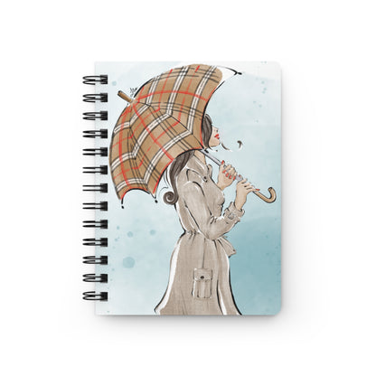 Rainy Days in Paris Fashion Illustrated Spiral Bound Notebook Journal