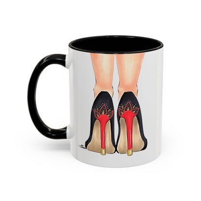 Coffee Mug with Fashion Illustrated High Heel Shoes, Fashion Mug, Gift for Her, Shoe Lover