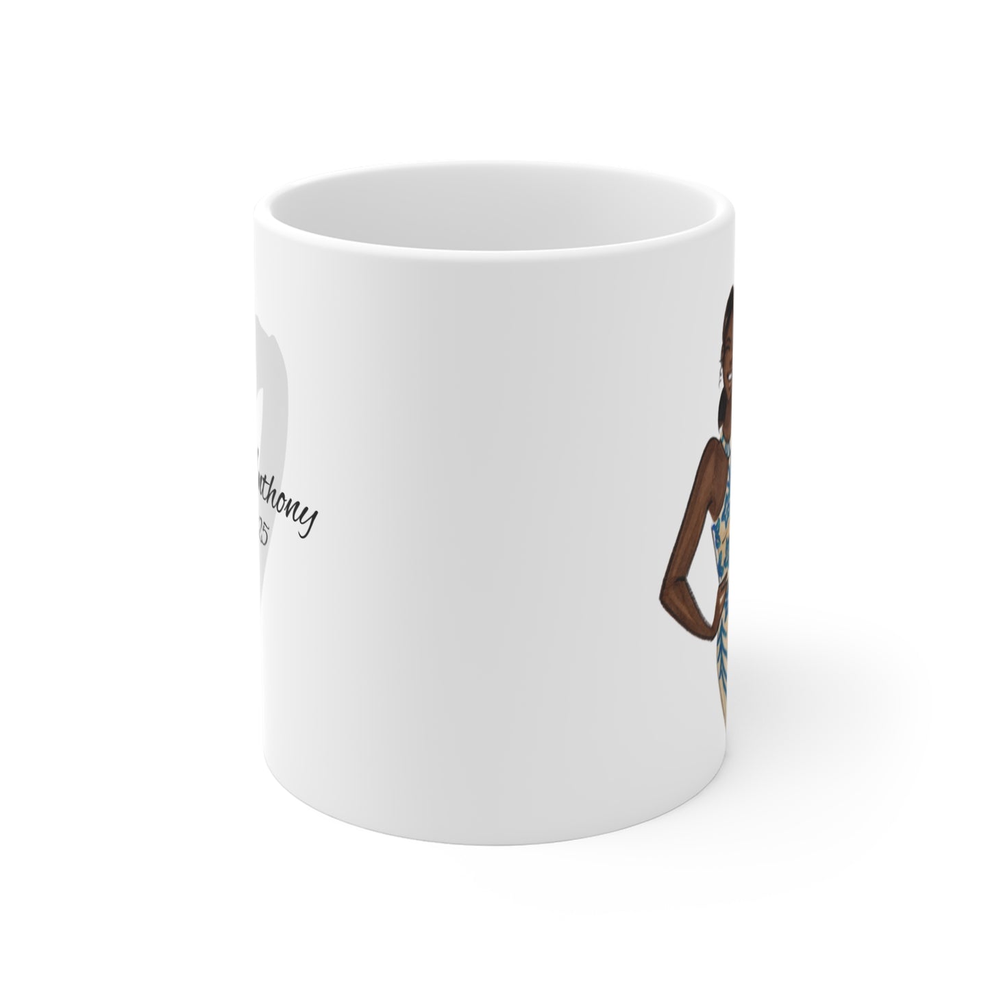 Custom Fashion Illustrated Mug with Personalized Name & Event Date (11oz)