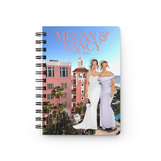 Megan & Nancy Wedding Illustrated Spiral Bound Notebook Journal