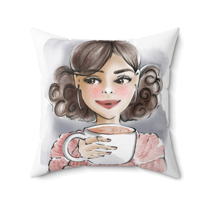 Keepsake Couture Coffee Lover Inspirational Fashion Illustrated Square Pillow