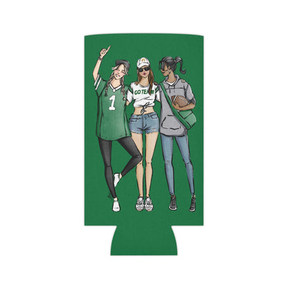 Keepsake Couture Fashion Illustrated Game Day Slim Can Cooler - GREEN TEAMS