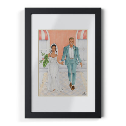 Megan & Nick Framed Wedding Illustration