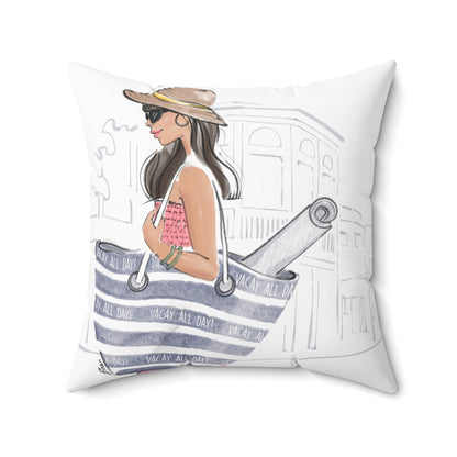 Keepsake Couture Inspirational Journey Fashion Illustrated Square Pillow