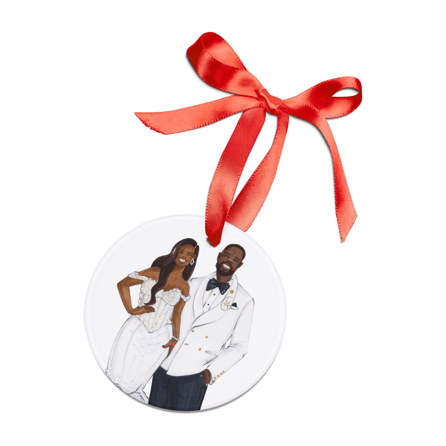 Custom Illustrated Acrylic Ornament with Ribbon