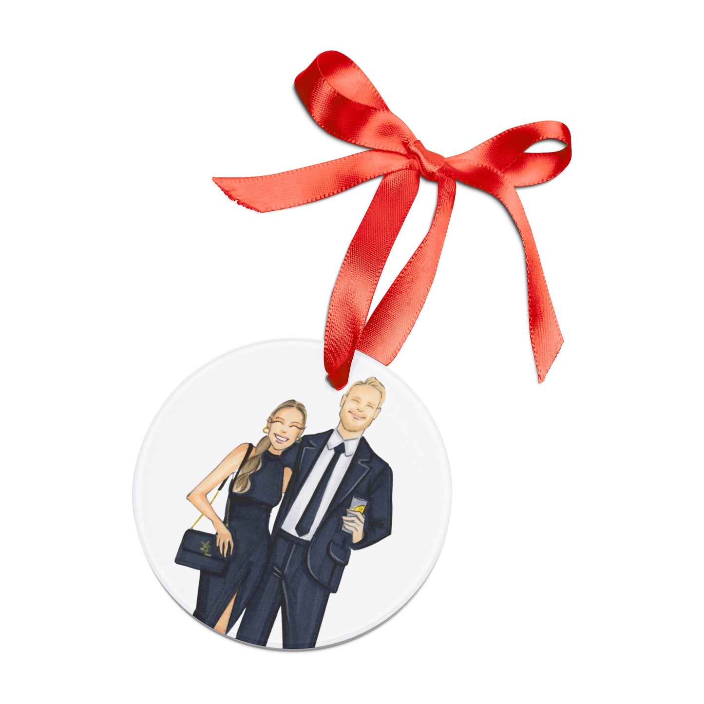 Custom Fashion Illustration Acrylic Ornament Personalized with Name & Date