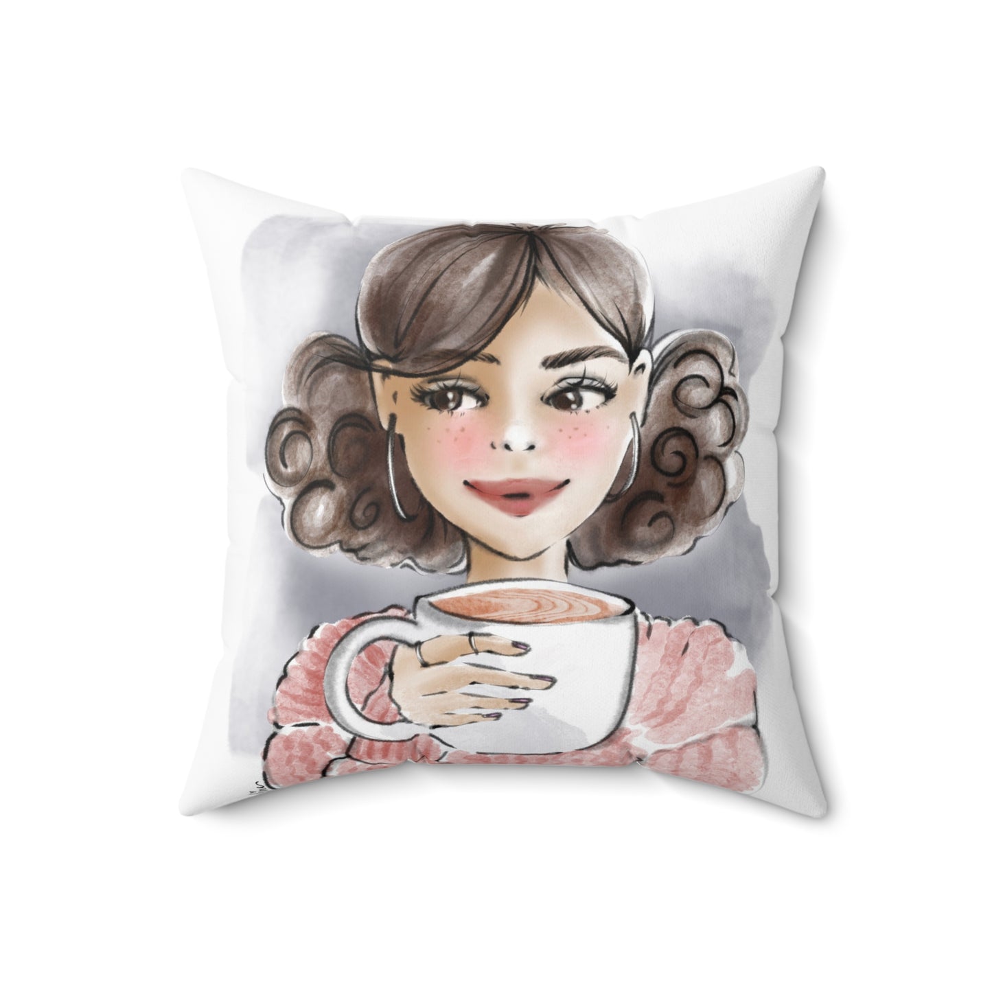 Keepsake Couture Coffee Lover Inspirational Fashion Illustrated Square Pillow