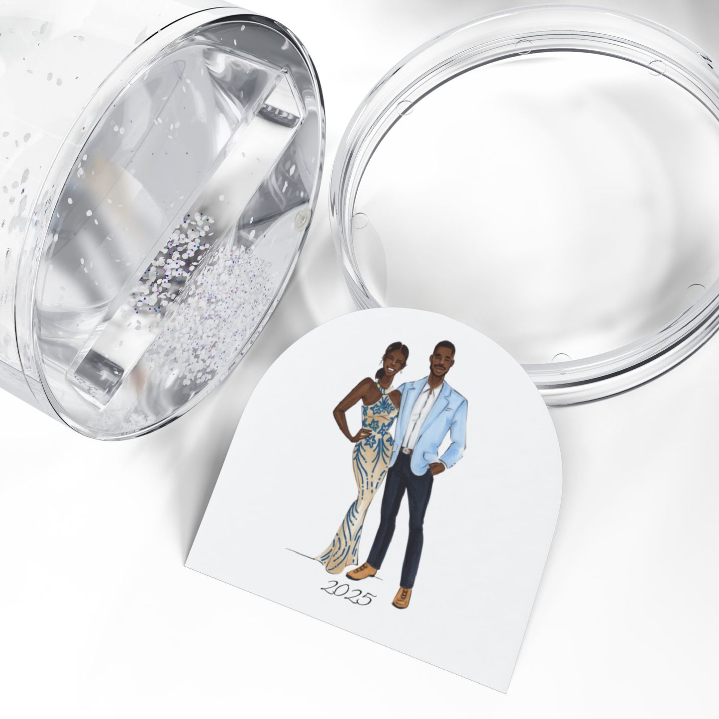 Custom Fashion Illustrated Couple Snow Globe Personalized Keepsake Gift