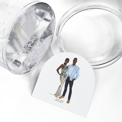 Custom Fashion Illustrated Couple Snow Globe Personalized Keepsake Gift