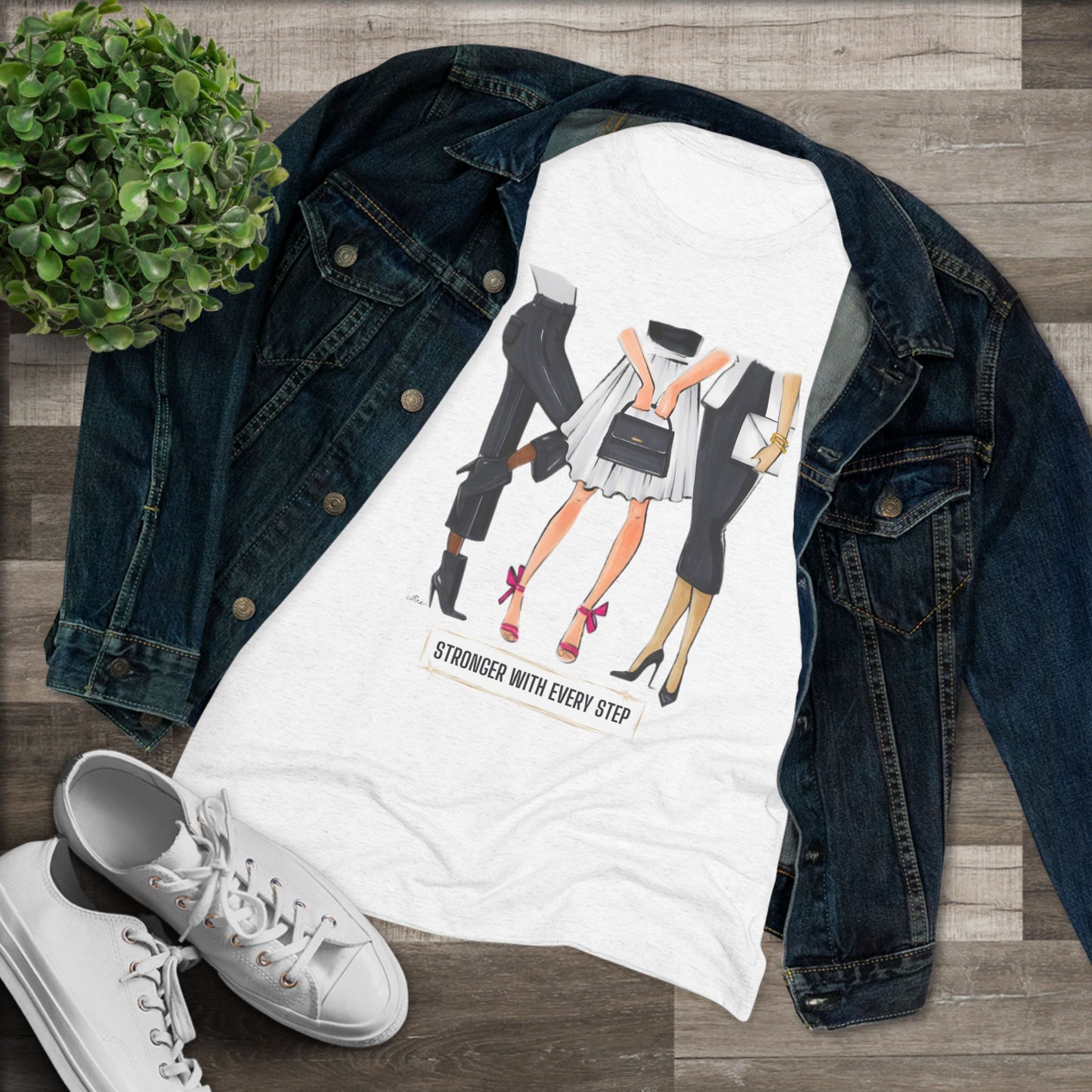 Stronger with Every Step Fashion Illustrated Women's Triblend Tee