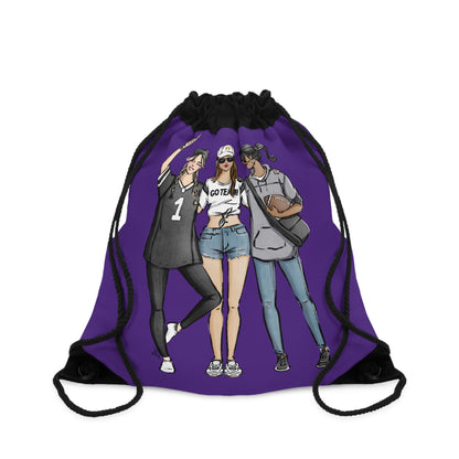 Keepsake Couture Fashion Illustrated Game Day Drawstring Bag - PURPLE TEAMS