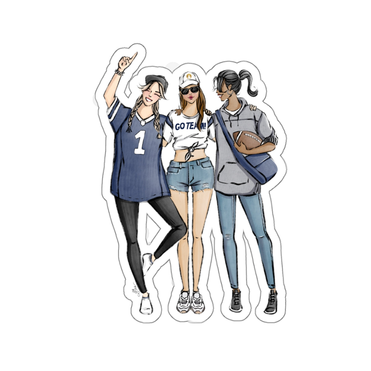 Keepsake Couture Fashion Illustrated Game Day Kiss-Cut Stickers - NAVY TEAMS